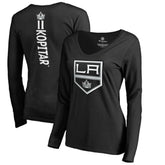 Anze Kopitar Los Angeles Kings Women's Backer Name & Number Slim Fit Long Sleeve V-Neck T-Shirt Black