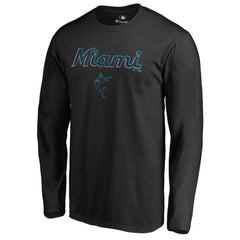 Miami Marlins Team Lockup Long Sleeve T-Shirt Black