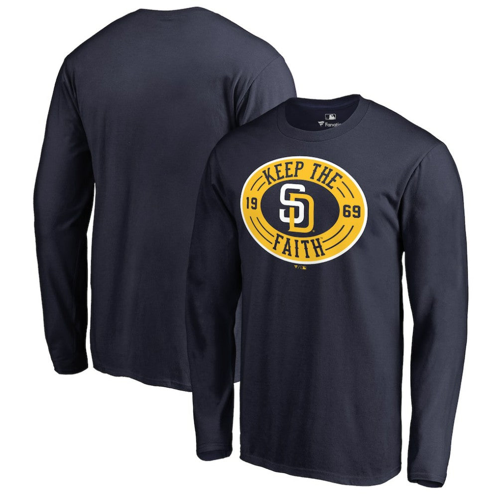 San Diego Padres Hometown Collection Keep the Faith Long Sleeve T-Shirt Navy