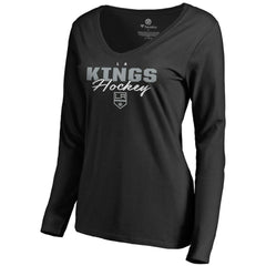 Los Angeles Kings Women's Iconic Collection Script Assist Long Sleeve V-Neck T-Shirt Black