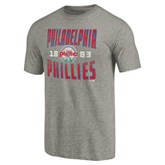 Philadelphia Phillies Cooperstown Collection Antique Stack Tri-Blend T-Shirt Gray