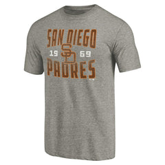 San Diego Padres Cooperstown Collection Antique Stack Tri-Blend T-Shirt Gray