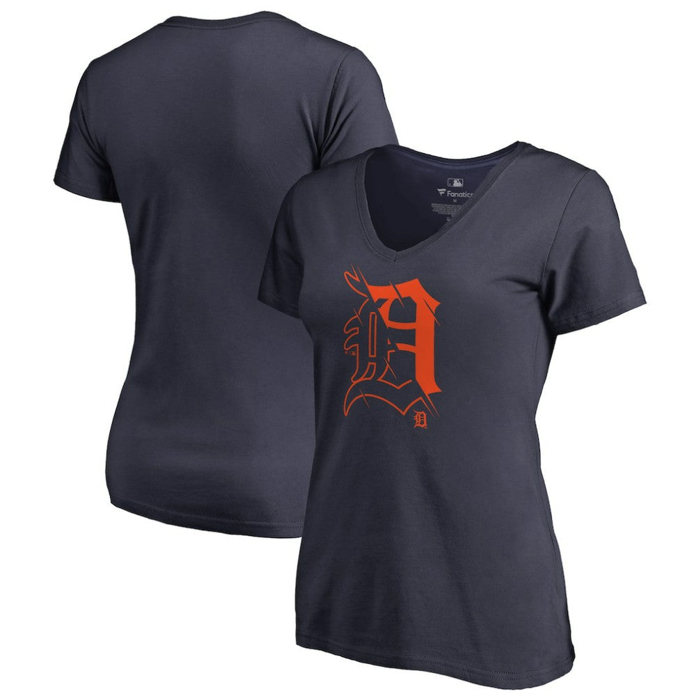 Detroit Tigers Women's X-Ray V-Neck T-Shirt Navy