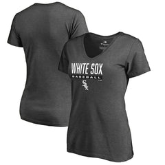 Chicago White Sox Women's Win Stripe V-Neck T-Shirt Ash