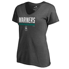 Seattle Mariners Women's Win Stripe V-Neck T-Shirt Ash