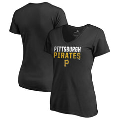 Pittsburgh Pirates Women's Fade Out V-Neck T-Shirt Black