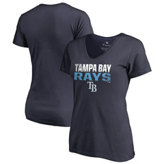 Tampa Bay Rays Women's Fade Out V-Neck T-Shirt Navy