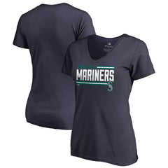 Seattle Mariners Women's Onside Stripe V-Neck T-Shirt Navy