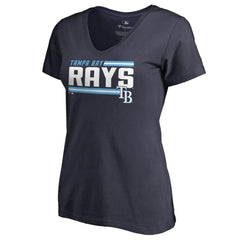 Tampa Bay Rays Women's Onside Stripe V-Neck T-Shirt Navy