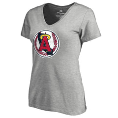 California Angels Women's Cooperstown Collection Vintage Forbes V-Neck T-Shirt Heathered Gray