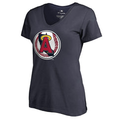 California Angels Women's Cooperstown Collection Vintage Forbes V-Neck T-Shirt Navy