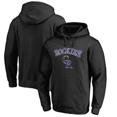Colorado Rockies Team Lockup Fitted Pullover Hoodie Black