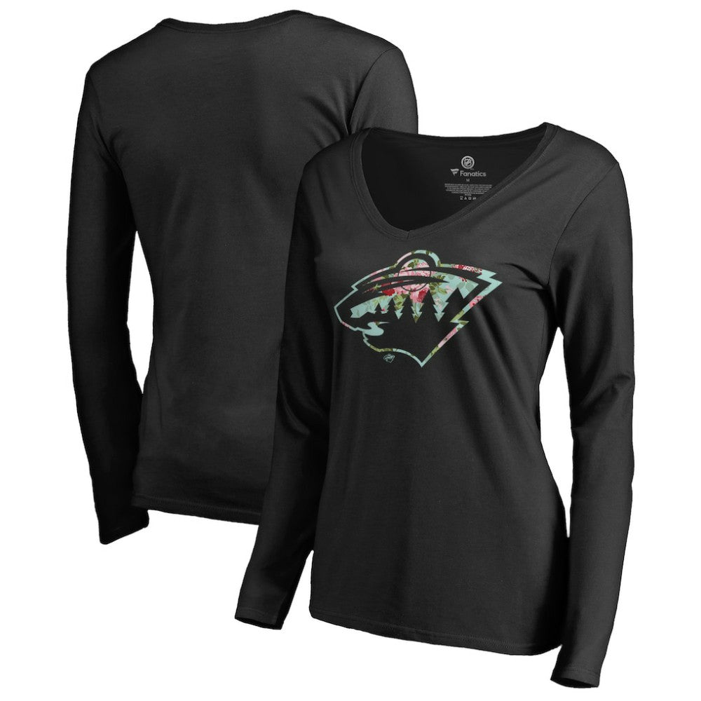 Minnesota Wild Women's Lovely Long Sleeve V-Neck T-Shirt Black