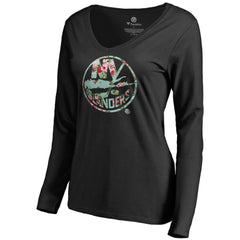 New York Islanders Women's Lovely Long Sleeve V-Neck T-Shirt Black