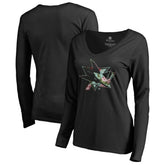 San Jose Sharks Women's Lovely Long Sleeve V-Neck T-Shirt Black