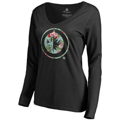 Winnipeg Jets Women's Lovely Long Sleeve V-Neck T-Shirt Black