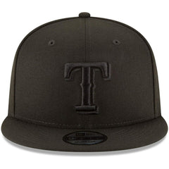 Texas Rangers Black on Black 9FIFTY Team Snapback Adjustable Hat Black | New Era