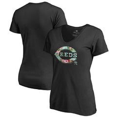 Cincinnati Reds Women's Lovely V-Neck T-Shirt Black