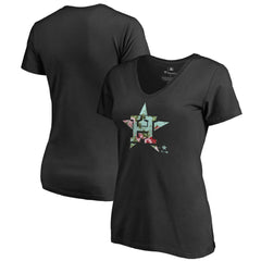 Houston Astros Women's Lovely V-Neck T-Shirt Black