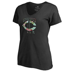 Minnesota Twins Women's Lovely V-Neck T-Shirt Black