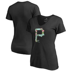 Pittsburgh Pirates Women's Lovely V-Neck T-Shirt Black
