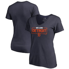 Detroit Tigers Women's We Are Icon V-Neck T-Shirt Navy