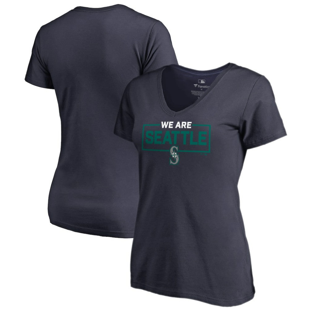 Seattle Mariners Women's We Are Icon V-Neck T-Shirt Navy