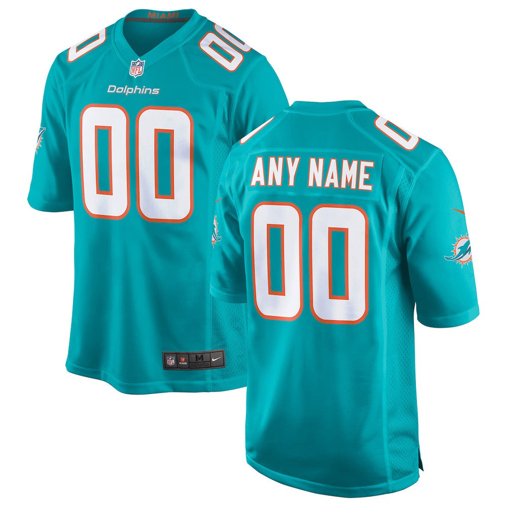 Miami Dolphins Youth Custom Game Jersey - Aqua