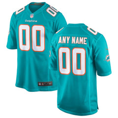 Miami Dolphins Youth Custom Game Jersey - Aqua