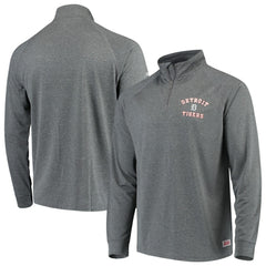 Detroit Tigers Stitches Team Raglan Quarter-Zip Pullover Jacket Heathered Charcoal