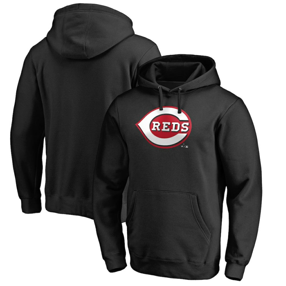 Cincinnati Reds Official Wordmark Fitted Pullover Hoodie Black