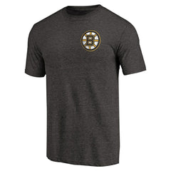 Boston Bruins Primary Logo Left Chest Distressed Tri-Blend T-Shirt Black
