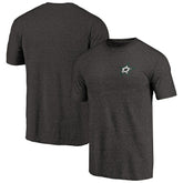 Dallas Stars Primary Logo Left Chest Distressed Tri-Blend T-Shirt Black