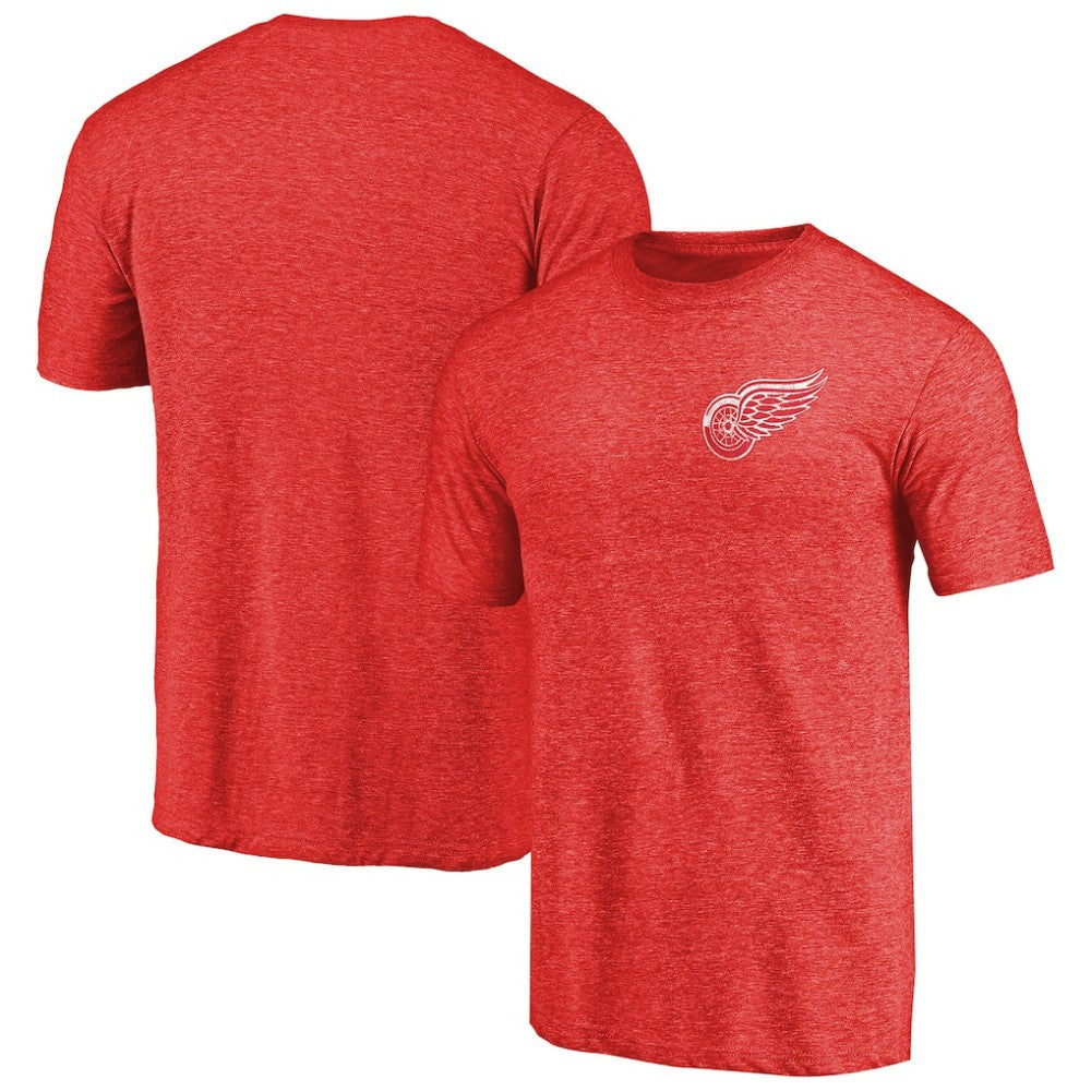 Detroit Red Wings Primary Logo Left Chest Distressed Tri-Blend T-Shirt Red