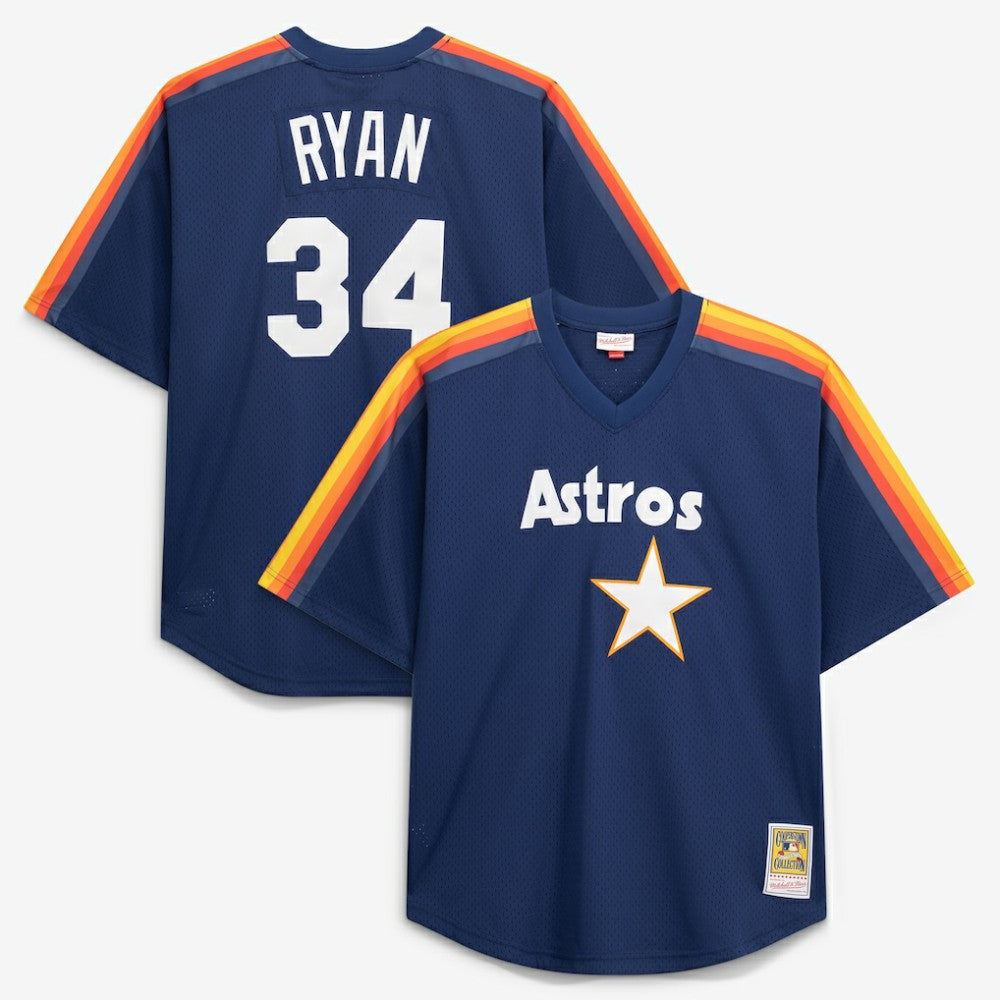 Nolan Ryan Houston Astros Cooperstown Collection Big & Tall Mesh Batting Practice Jersey Navy | Mitchell & Ness