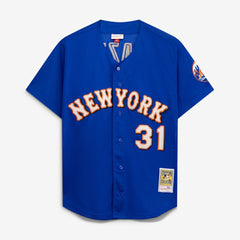 Mike Piazza New York Mets Cooperstown Collection Mesh Batting Practice Button-Up Jersey - Royal