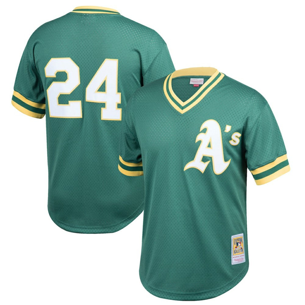 Rickey Henderson Athletics Youth Cooperstown Collection Mesh Batting Practice Jersey - Green