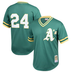 Rickey Henderson Athletics Youth Cooperstown Collection Mesh Batting Practice Jersey - Green
