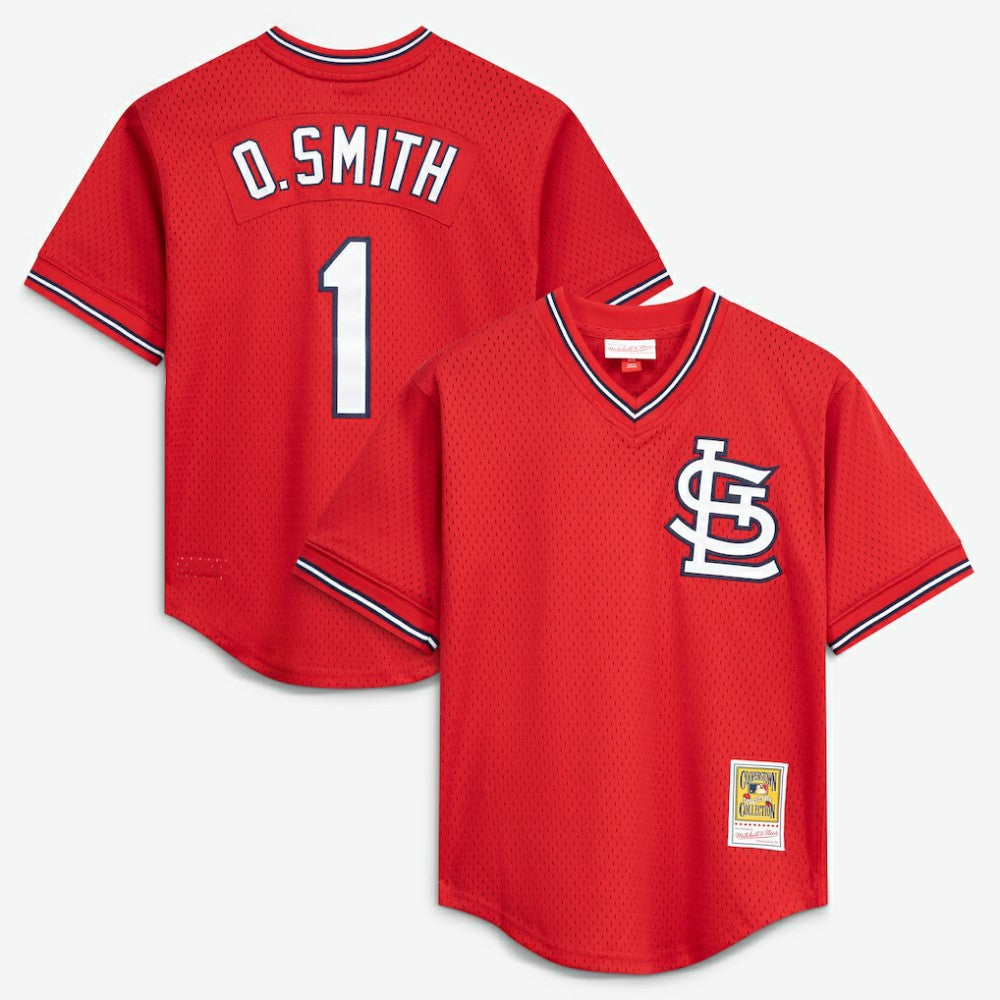 Ozzie Smith St. Louis Cardinals Youth Cooperstown Collection Mesh Batting Practice Jersey Navy | Mitchell & Ness
