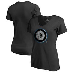 Winnipeg Jets Women's Core Smoke V-Neck T-Shirt Black