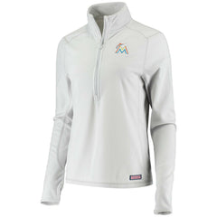 Miami Marlins Vineyard Vines Women's Performance Grid Half-Zip Pullover Top Gray