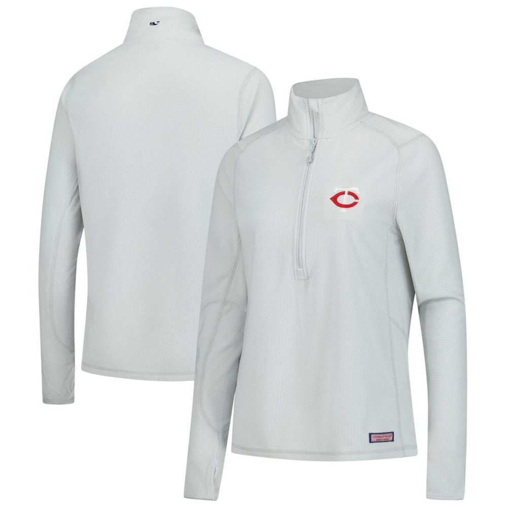 Minnesota Twins Vineyard Vines Women's Performance Grid Half-Zip Pullover Top Gray