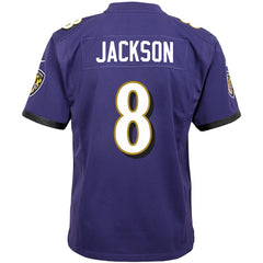 Lamar Jackson Baltimore Ravens Youth Game Jersey - Purple