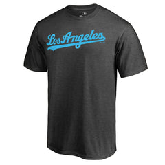 Los Angeles Dodgers Blue Wordmark T-Shirt Heathered Charcoal