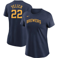 Christian Yelich Milwaukee Brewers Women's Name & Number T-Shirt Navy | Nike