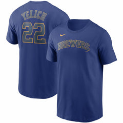 Christian Yelich Milwaukee Brewers Name & Number T-Shirt Royal | Nike