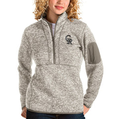 Colorado Rockies Antigua Women's Fortune Quarter-Zip Pullover Jacket Oatmeal