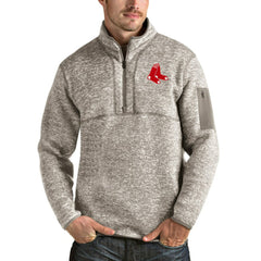 Boston Red Sox Antigua Fortune Quarter-Zip Pullover Jacket Oatmeal