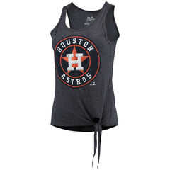 Houston Astros Majestic Threads Women's Scoop Neck Racerback Side Tie Tri-Blend Tank Top Navy