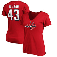 Tom Wilson Washington Capitals Fanatics Women's Authentic Stack Name & Number V-Neck T-Shirt Red